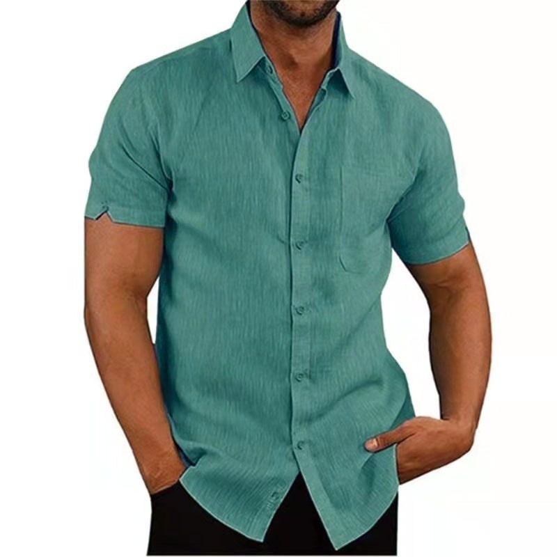 2024 Summer Solid Short Sleeve Mens Shirt Grey  - Image 5