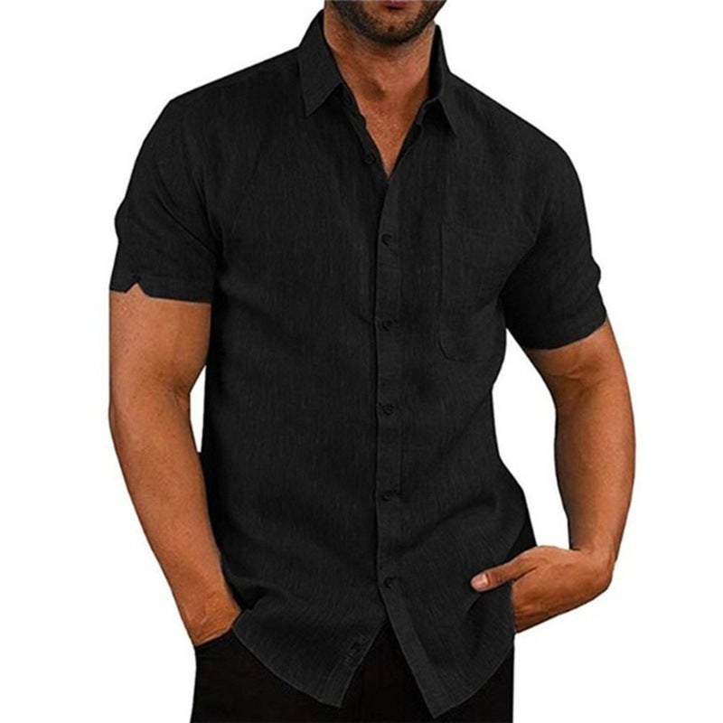 2024 Summer Solid Short Sleeve Mens Shirt Grey  - Image 2