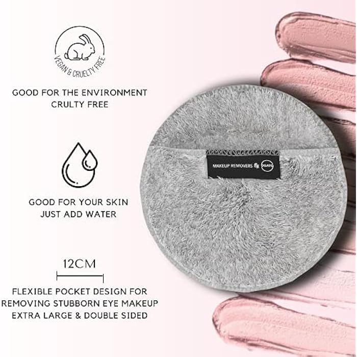 Ogato Reusable Makeup Remover Cloth - 6pc Face Pads, Makeup Eraser Cloth Wipes for All Skin Types - Washable Microfiber Make Up Reusable Cotton Rounds for Face - With Free Laundry Bag - Image 5