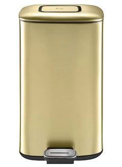 EKO REGENT SERIES | Brushed Stainless Steel Finish | Soft-Closing | Fingerprint-Resistant | Pedal Trash & Garbage Bin, Champagne Gold, 12 Liters  - Image 1