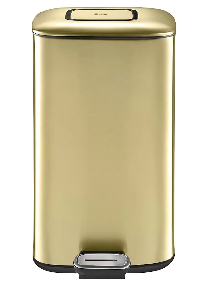 EKO REGENT SERIES | Brushed Stainless Steel Finish | Soft-Closing | Fingerprint-Resistant | Pedal Trash & Garbage Bin, Champagne Gold, 12 Liters  - Image 1