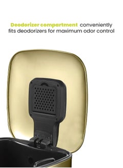 EKO REGENT SERIES | Brushed Stainless Steel Finish | Soft-Closing | Fingerprint-Resistant | Pedal Trash & Garbage Bin, Champagne Gold, 12 Liters  - Image 3