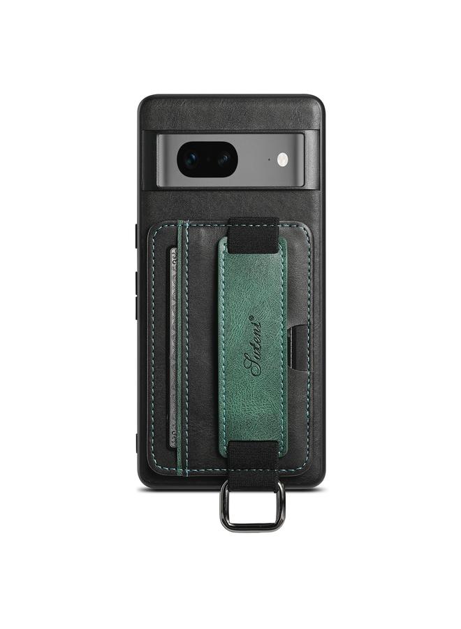 Suteni Case For Googel Pixel 7 5G H13 Card Wallet Wrist Strap Holder PU Phone Case - Image 2