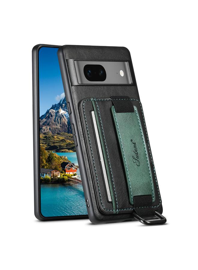 Suteni Case For Googel Pixel 7 5G H13 Card Wallet Wrist Strap Holder PU Phone Case - Image 1