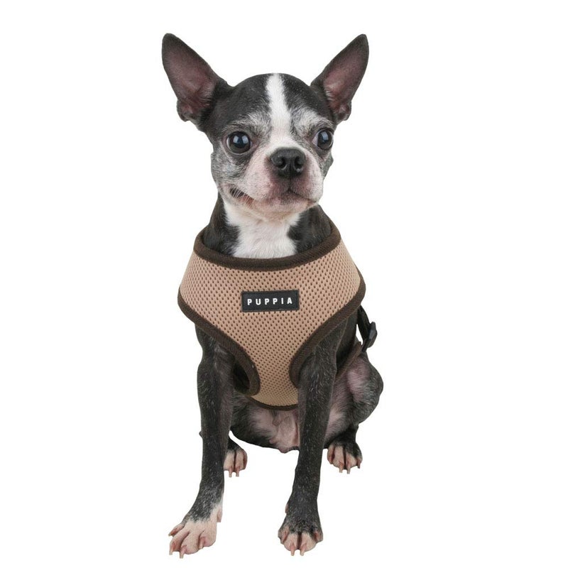 Puppia Soft Dog Harness No Choke Over-The-Head Triple Layered Breathable Mesh Adjustable Chest Belt and Quick-Release Buckle, Beige, Medium - Image 3