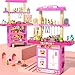 JUKUDAHU Pretend Play Kitchen Toys for Kid Age 3 4 5 6 7 Double Sided Kitchen Appliance with Toy Accessories for Girls Cooking Toys for Kids Ages 3 Gifts Toy for 3 4 5 6 Years Old Girls Large - Image 2