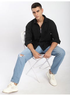 Beyoung Black Dual Pocket Cotton Shirt  - Image 3