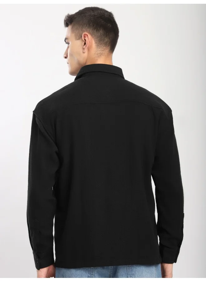 بيونغ Black Dual Pocket Cotton Shirt