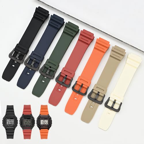 Lijinlan Natural Resin Replacement Watch Band Compatible with Casio W218H W-219H AE1200WH AE-1300WH W800H SGW-300H F-108WH Waterproof Rubber strap (Olive) - Image 5