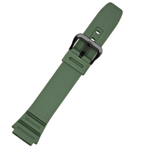 Lijinlan Natural Resin Replacement Watch Band Compatible with Casio W218H W-219H AE1200WH AE-1300WH W800H SGW-300H F-108WH Waterproof Rubber strap (Olive) - Image 2