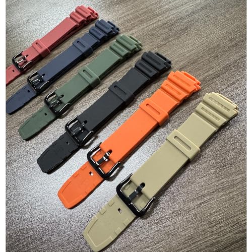 Lijinlan Natural Resin Replacement Watch Band Compatible with Casio W218H W-219H AE1200WH AE-1300WH W800H SGW-300H F-108WH Waterproof Rubber strap (Olive) - Image 4