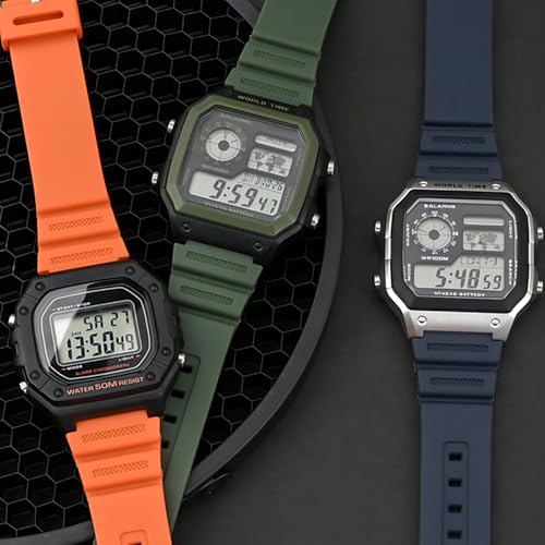 Lijinlan Natural Resin Replacement Watch Band Compatible with Casio W218H W-219H AE1200WH AE-1300WH W800H SGW-300H F-108WH Waterproof Rubber strap (Olive) - Image 3