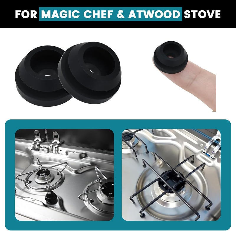 Aifeier ET مجموعة من 10 قطع من مشابك سطح موقد الريف (RV Stove Top Grommets) من ، مصنوعة من المطاط الأسود، مثالية لأغطية الغاز لمواقد MagicChef ومواقد الخشب، تساعد في تقليل الخدوش بشكل فعال. - Image 5