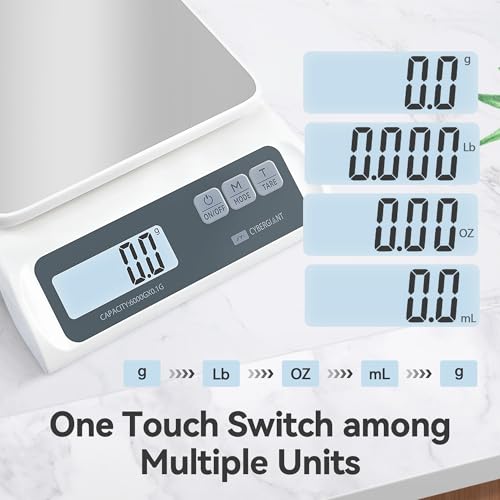 CYBERGIANT 13lb/0.1g Precision Digital Food Scale - Meal Prep Kitchen Baking & Espresso Coffee - Gram Scale with Stainless Steel Platform & LCD Display - Image 4