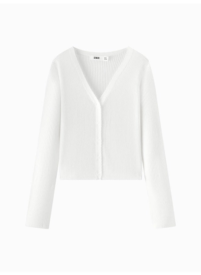 سيمير كارديغان محبوك بنقشة مضلعة للنساء - Image 4