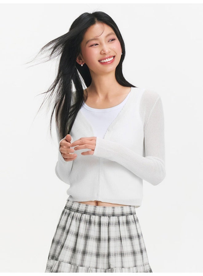 سيمير كارديغان محبوك بنقشة مضلعة للنساء - Image 2