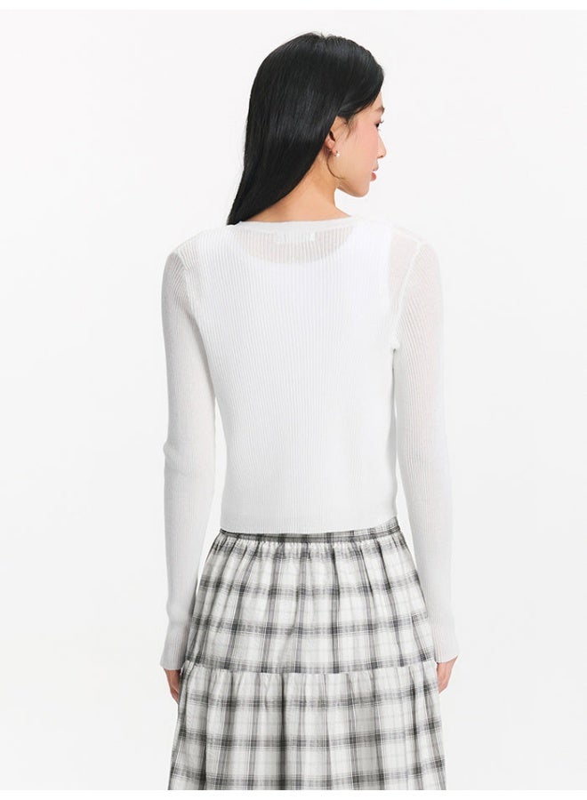 سيمير كارديغان محبوك بنقشة مضلعة للنساء - Image 3