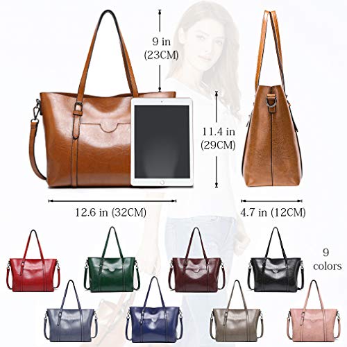 Pahajim Womens Leather Purses and Handbags Top Handle Satchel Bags Tote Bags Tote Purses for Women (wine red) - Image 3
