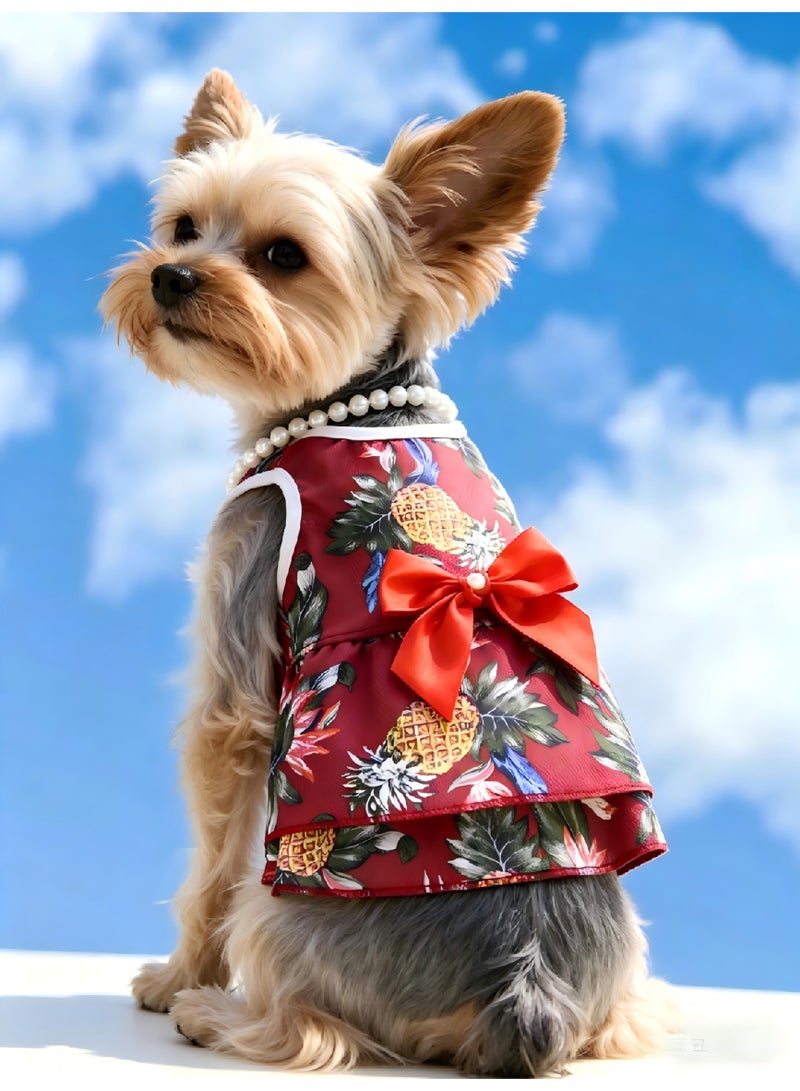 🔥New Arrival! Burgundy Pineapple Pet Dress, Size S, Exclusively for Yorkshire Terriers and Teddy Dogs (2-4 lbs) - Princess Dress - Image 4