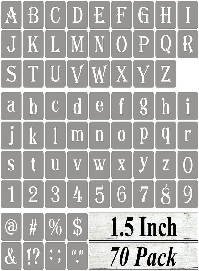 REOLAN 1.5 Inch Alphabet Letter Stencils for Painting - 70 Pack Letter and Number Stencil Templates with Signs for Painting on Wood, Reusable Alphabet Numbers Stencils for Chalkboard Wood Signs & Wall Art - Image 1
