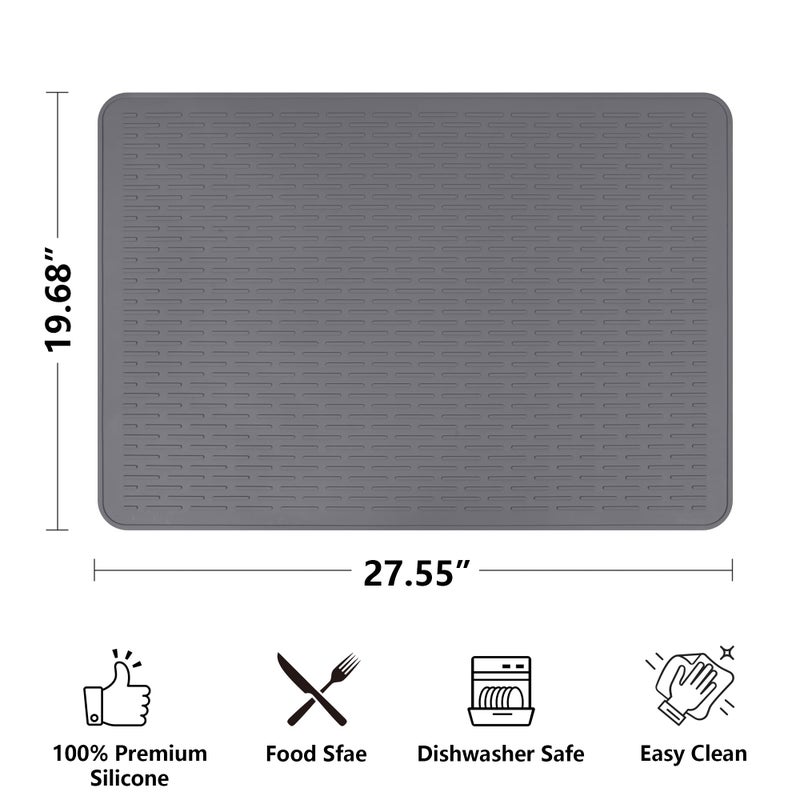 Anevna Stove Top Cover for Electric Stove- Range Covers for Electric Stove,Silicone XXL Dish Drying Mat, Glass Cooktop Covers, Flat RV Range top Mats (Gray, 28"x20") - Image 2
