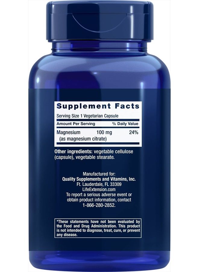 Life Extension مغنيسيوم سترات 100 ملغ، 180 كبسولة نباتية - مكمل مغنيسيوم طبيعي - كبسولات دعم المعادن 100 ملغ - نباتي، نباتي، غير معدل وراثيًا - Image 2