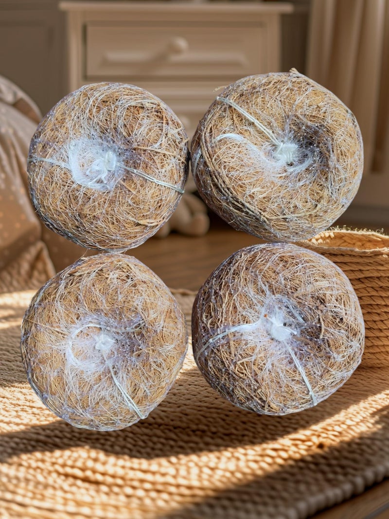 LJL Traders Vetiver Scrub Natural Loofah Pad-Handmade Ayurvedic Kerala Ramacham Scrubber Made Of Khus Roots-Skin Exfoliating Organic Round Shower Loofah & Bath Sponge Body Brush (Pack of 4) - Image 4
