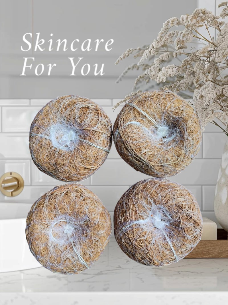 LJL Traders Vetiver Scrub Natural Loofah Pad-Handmade Ayurvedic Kerala Ramacham Scrubber Made Of Khus Roots-Skin Exfoliating Organic Round Shower Loofah & Bath Sponge Body Brush (Pack of 4) - Image 2