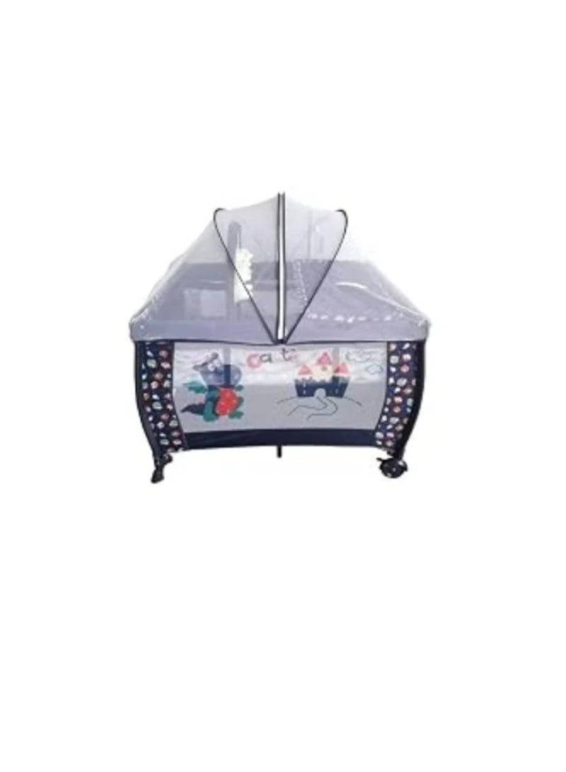 Children's play bed with mosquito net, dark blue - Image 1