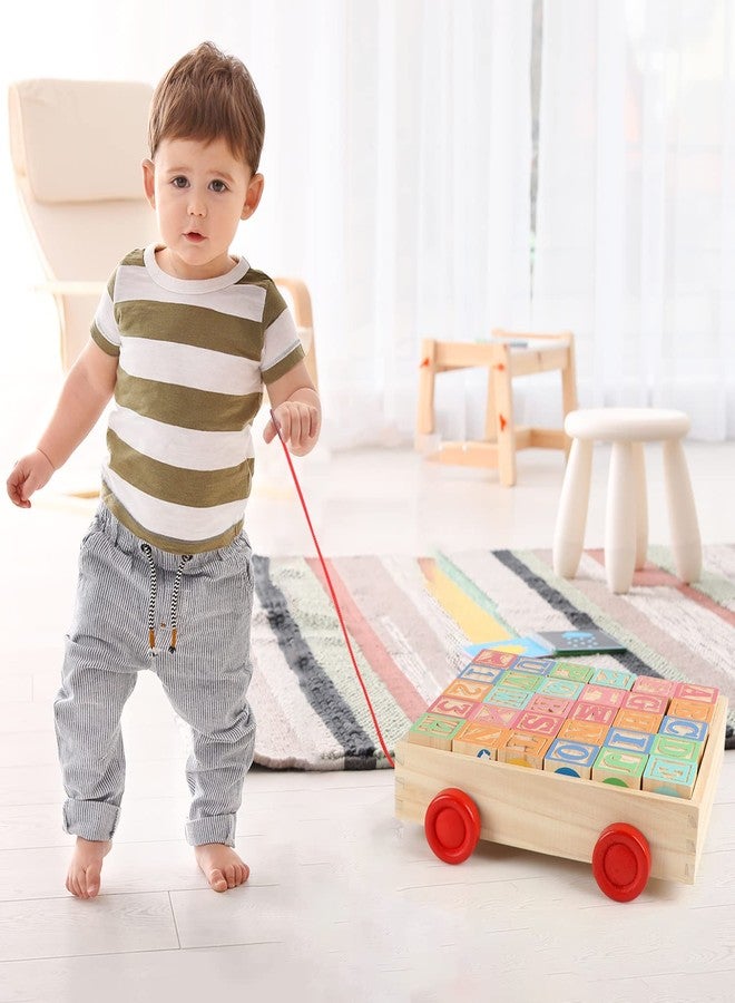 Joqutoys Wooden Building Blocks for Toddlers 1-3, Large Wood Baby Stacking Blocks Set for Kids, 30 PCS Alphabet Blocks with Toy Wagon, Educational Wooden Toys for Boys Girls Gifts 1.65" - Image 3