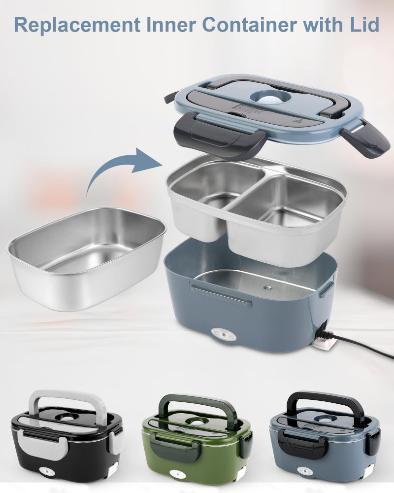 NestDin 1.5L Electric Lunch Box Inner Container with Lid, Compatible 1.5L, Removable Replacement Food Container, 304 Stainless Steel Tray, Dishwasher Safe - Image 2