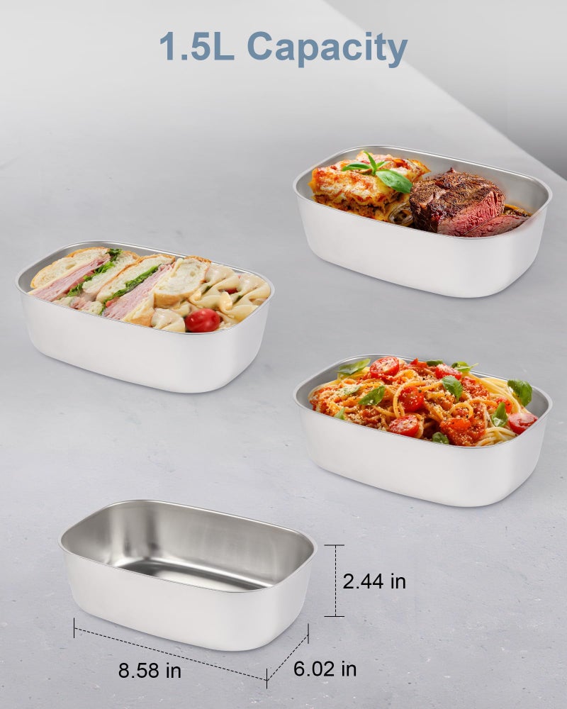 NestDin 1.5L Electric Lunch Box Inner Container with Lid, Compatible 1.5L, Removable Replacement Food Container, 304 Stainless Steel Tray, Dishwasher Safe - Image 5