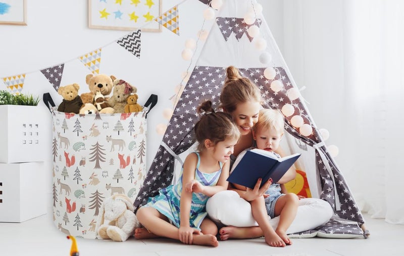 ESSME Kids Laundry Hamper,Animal Hamper Collapsible Canvas Waterproof Storage Bin for Girls, Nursery Hamper,Gift Baskets,toy bins(Grey animal) - Image 3