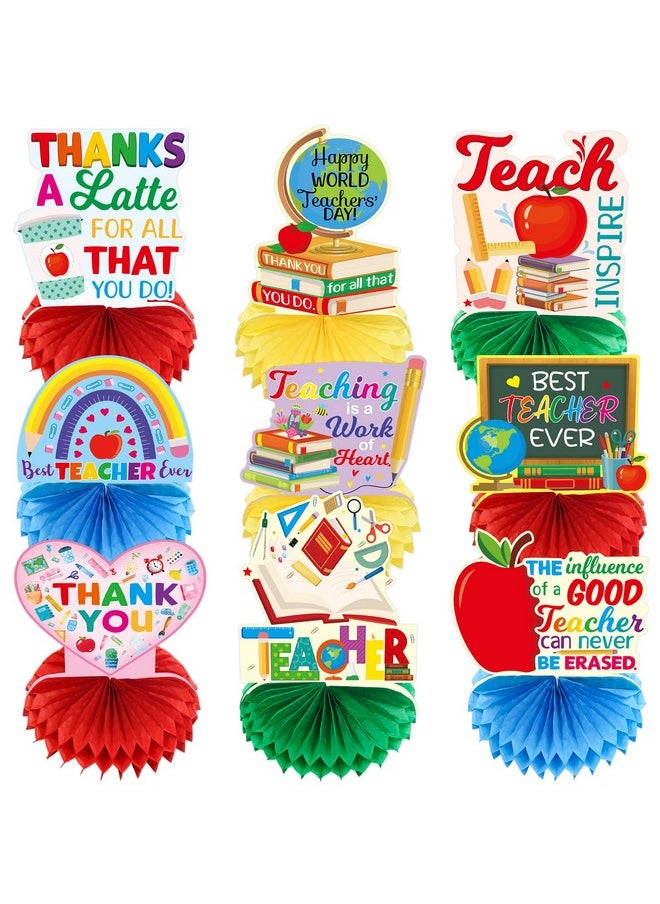 ceiba tree - 9Pcs Teacher Appreciation Honeycomb Centerpieces Thank You Teachers Table Decorations Sign Decor Party Home Classroom Supplies - Image 1