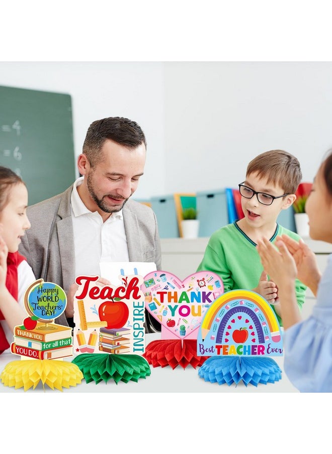 ceiba tree - 9Pcs Teacher Appreciation Honeycomb Centerpieces Thank You Teachers Table Decorations Sign Decor Party Home Classroom Supplies - Image 1