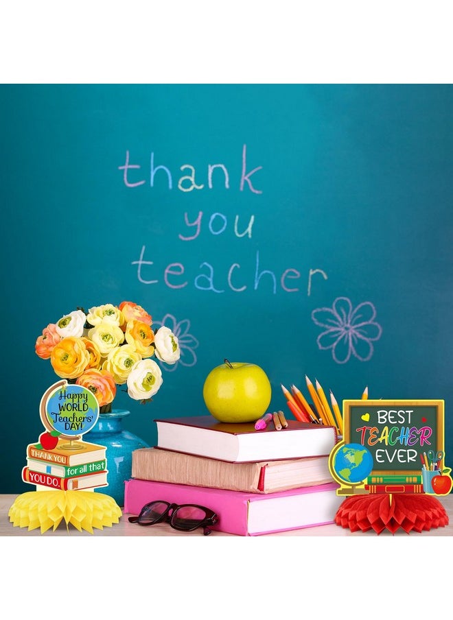 ceiba tree - 9Pcs Teacher Appreciation Honeycomb Centerpieces Thank You Teachers Table Decorations Sign Decor Party Home Classroom Supplies - Image 1