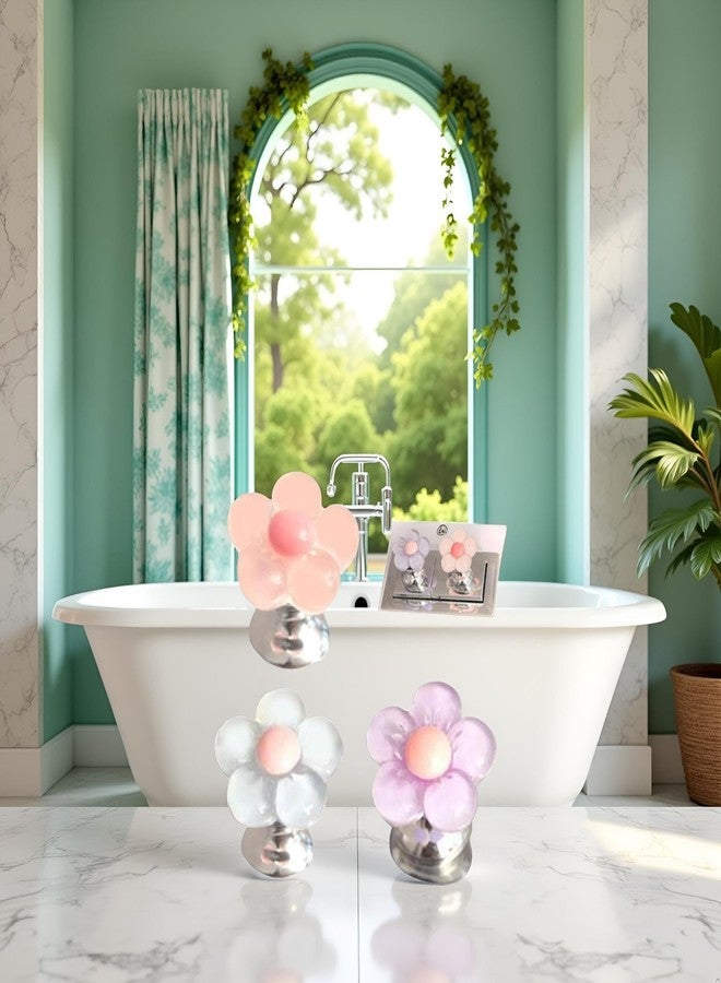 Pxiryanlow 3Pcs Multicolor Cute Flower Shaped Toilet Buttons,Flower Shape Press Tank Button,Toilet Push Tank Buttonss Flush Pusher Tool,Handle Helper,Creative Accessory - Image 3