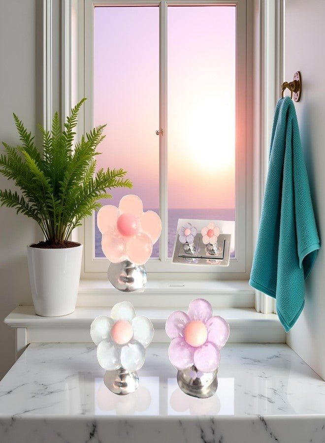 Pxiryanlow 3Pcs Multicolor Cute Flower Shaped Toilet Buttons,Flower Shape Press Tank Button,Toilet Push Tank Buttonss Flush Pusher Tool,Handle Helper,Creative Accessory - Image 4