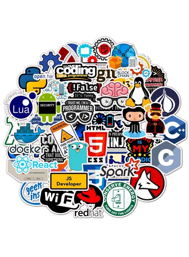 NObranded ملصقات رموز البرمجة 50 قطعة مقاومة للماء، قابلة للإزالة، لطيفة، جميلة، مناسبة للأولاد والبنات في زجاجات الماء، الهواتف، اللابتوب، الجيتار، السيارة، الدراجة النارية، الكوب، البيانو، السكوتر، حقيبة السفر من مادة الفينيل. - Image 2