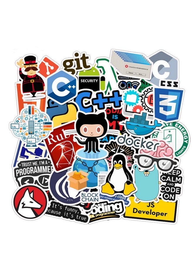 NObranded ملصقات رموز البرمجة 50 قطعة مقاومة للماء، قابلة للإزالة، لطيفة، جميلة، مناسبة للأولاد والبنات في زجاجات الماء، الهواتف، اللابتوب، الجيتار، السيارة، الدراجة النارية، الكوب، البيانو، السكوتر، حقيبة السفر من مادة الفينيل. - Image 3