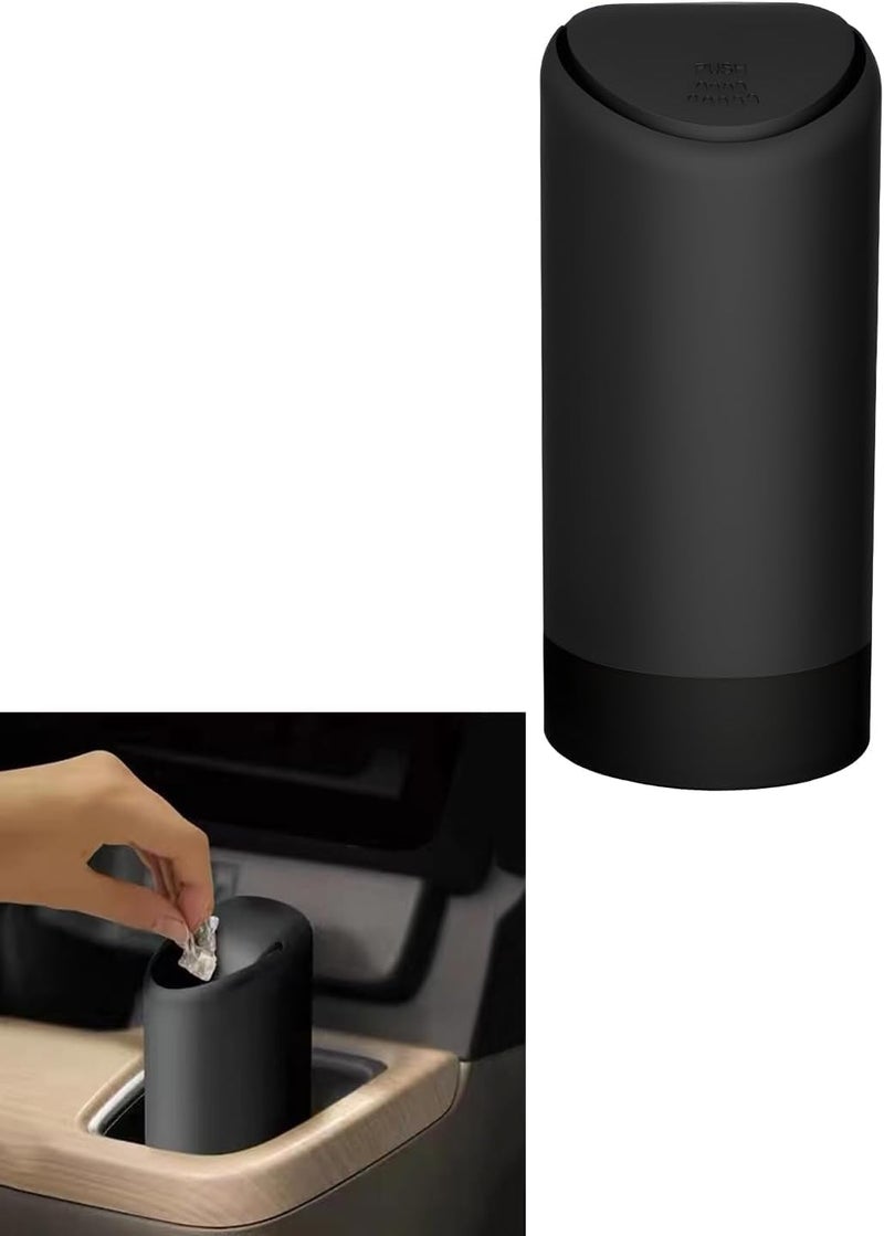 Aputue Car Trash Can with Lid, Waterproof Leakproof Trash Bin, Mini Auto Garbage Container, Small Vehicle Trash Dustbin, Mini Garbage Bin for Automotive Car, Home, Office, car trash bin (Black) - Image 1