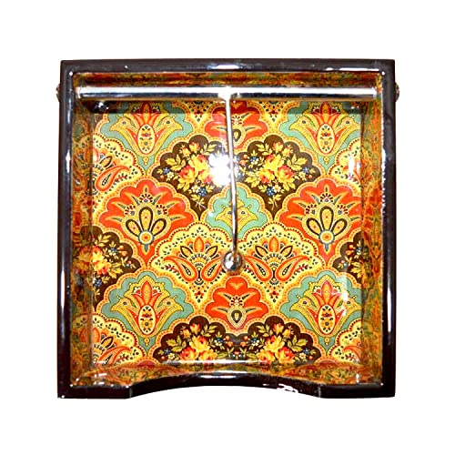 Tranquil Square Brown Shades Line Design Wooden Napkin Holder, Tissue Paper Rack - Image 4