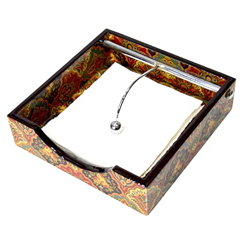 Tranquil Square Brown Shades Line Design Wooden Napkin Holder, Tissue Paper Rack - Image 5