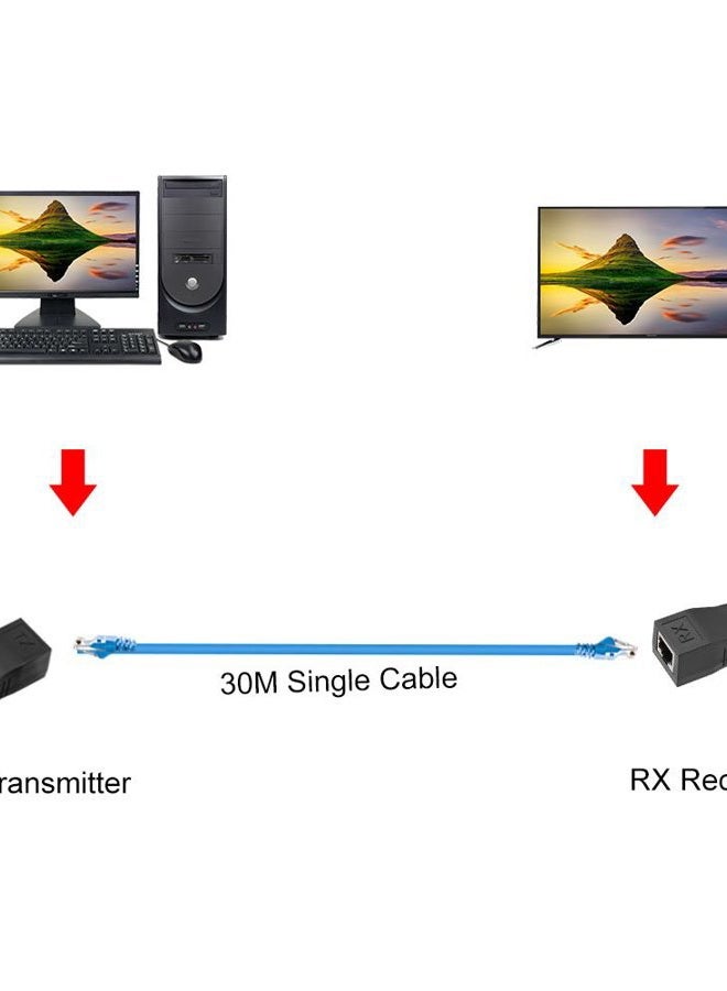 Eboxer 2x HDMI To RJ45 Network Cable Extender Converter Repeater Over Single 30m CAT-5e CAT6 Support HDMI1.4 3D 1080P Resolution 4k 2k - Image 3