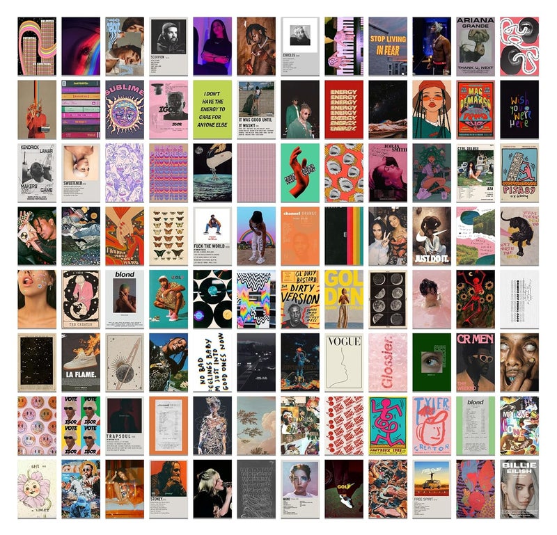 ClassyParadise Aesthetic Wall Poster Collage Kit – Set of 100pcs – Lofi Music Theme – 4 x 6 inch – Wall Decor, Home Decor, Bedroom, Living Room, Study Desk, Dorm Room, Teen Room Decor  - Image 1