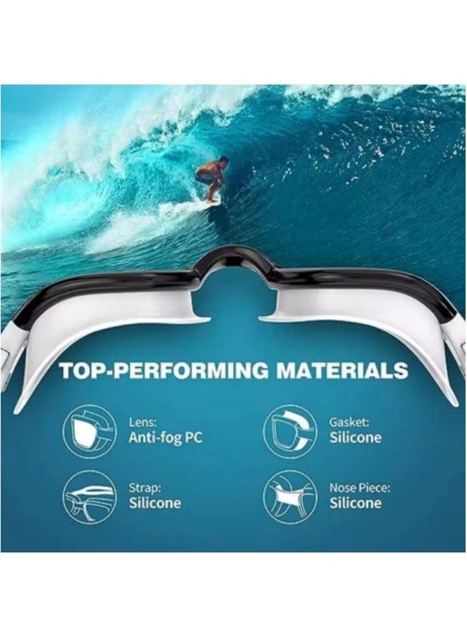 Swimming Cap with Swim Goggles, Goggles Set for Adults,UV Protection Lenses Clear Anti-Fog Goggles,Silica Gel Waterproof Cap, Black - Image 4