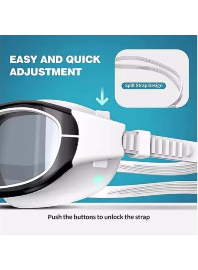 Swimming Cap with Swim Goggles, Goggles Set for Adults,UV Protection Lenses Clear Anti-Fog Goggles,Silica Gel Waterproof Cap, Black - Image 2