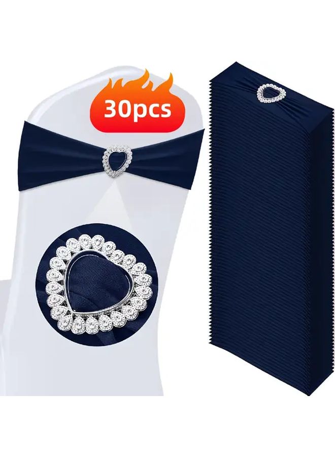 Dark Blue Heart Strap Chair Sash Set of 30pcs for Weddings Banquets and Formal Events - Image 1