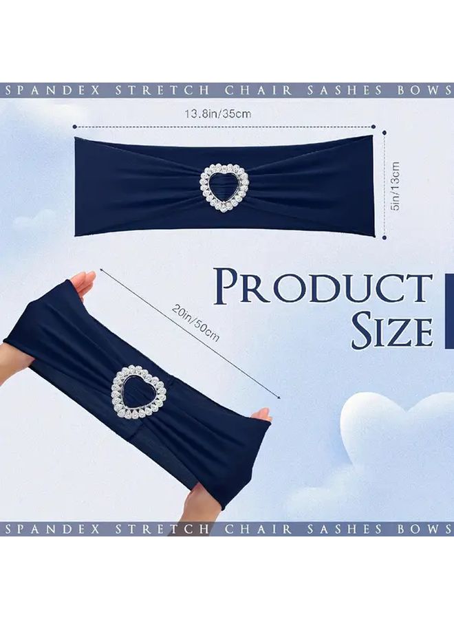 Dark Blue Heart Strap Chair Sash Set of 30pcs for Weddings Banquets and Formal Events - Image 4