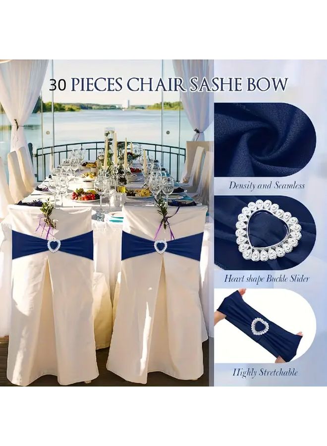 Dark Blue Heart Strap Chair Sash Set of 30pcs for Weddings Banquets and Formal Events - Image 3